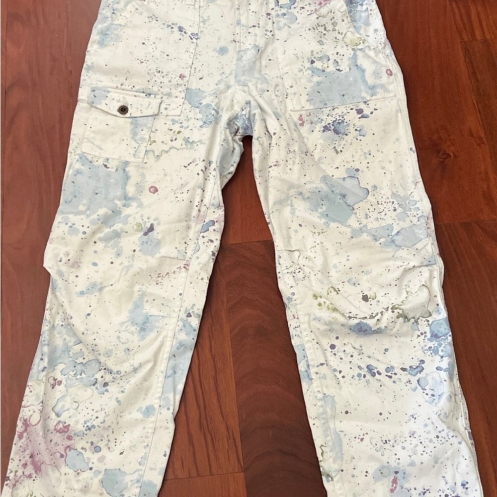 Anthropologie white splattered Wanderer pants size 28